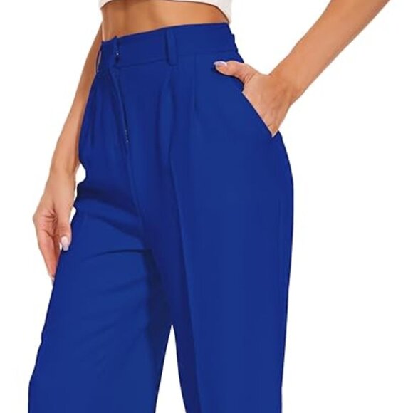 Funyyzo Pants - 💙 High-Waisted Wide Leg Work Pants w/ Elastic Back | S